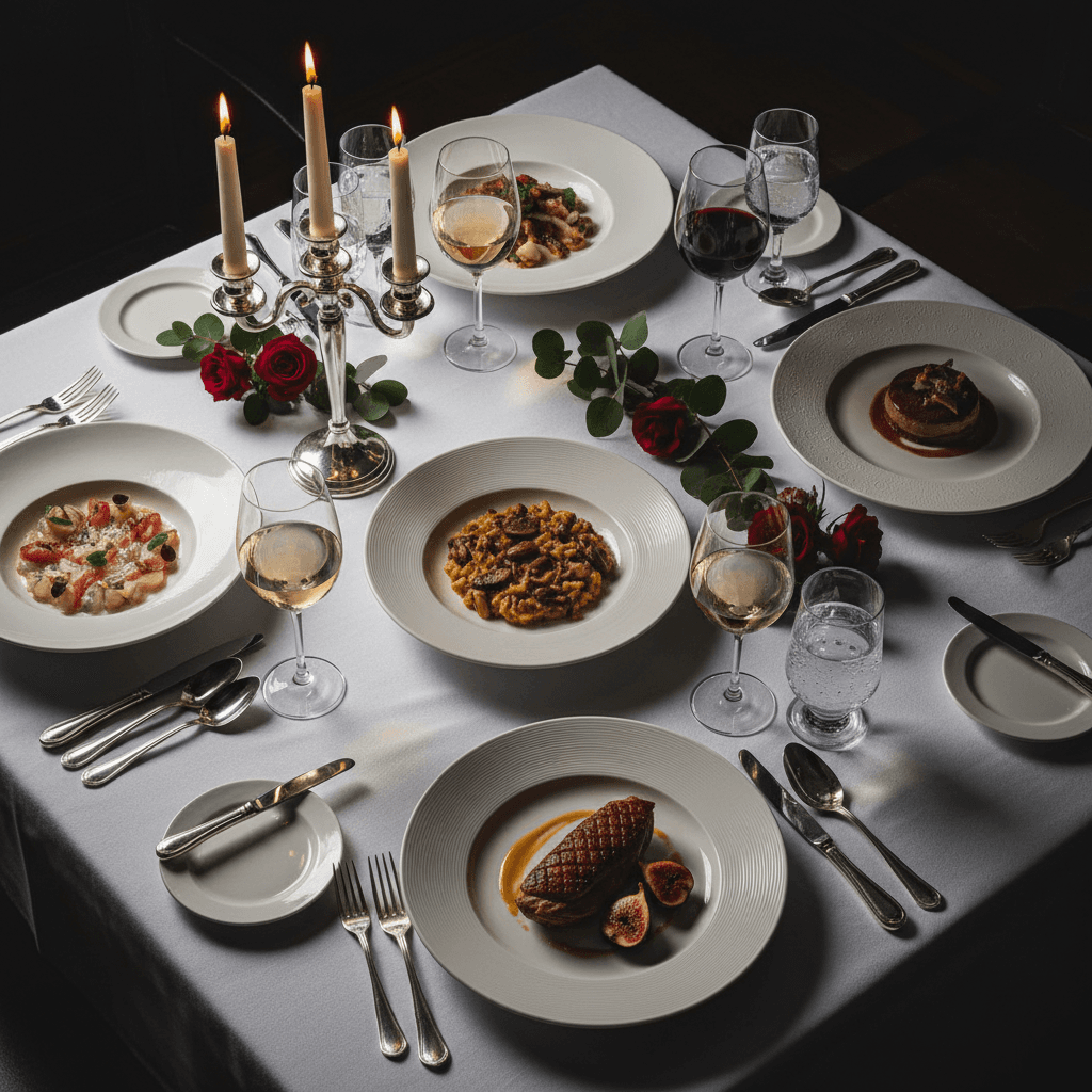 Multi-course plated progression for private celebration